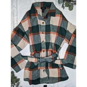 Papillon Checkered Shacket with Belt Tie